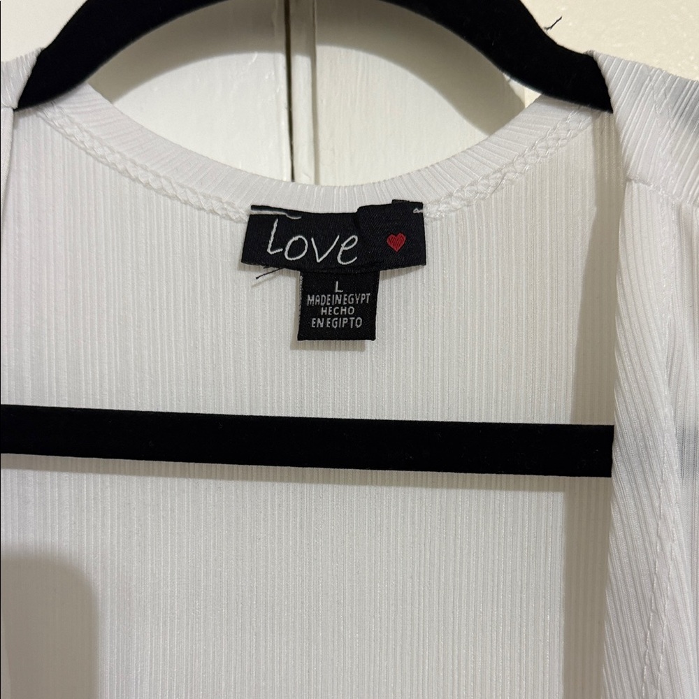 Love White Ribbed Top - Picture 2 of 4